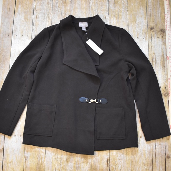 NWT Chico's Chocolate Brown Twill Toggle Jacket - Picture 1 of 6